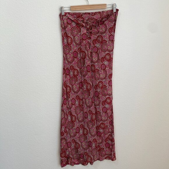 Earthbound Pink Paisley Boho Strapless Tie Back Midi Dress XXL - Picture 7 of 10